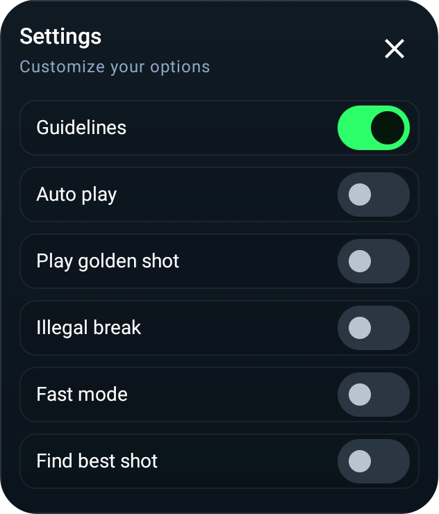 TrueLine settings panel